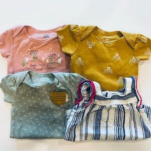 Lot of (4) 3-6 Months Girls One Piece And Tops Carter’s And Gerber